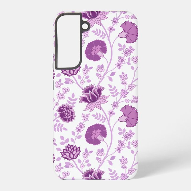 Coque Samsung Galaxy Jacobean Floral Grand Motif rose sur blanc (Verso)