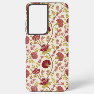Coque Samsung Galaxy Jacobean Floral Pattern Rouge Rose Gold Crème