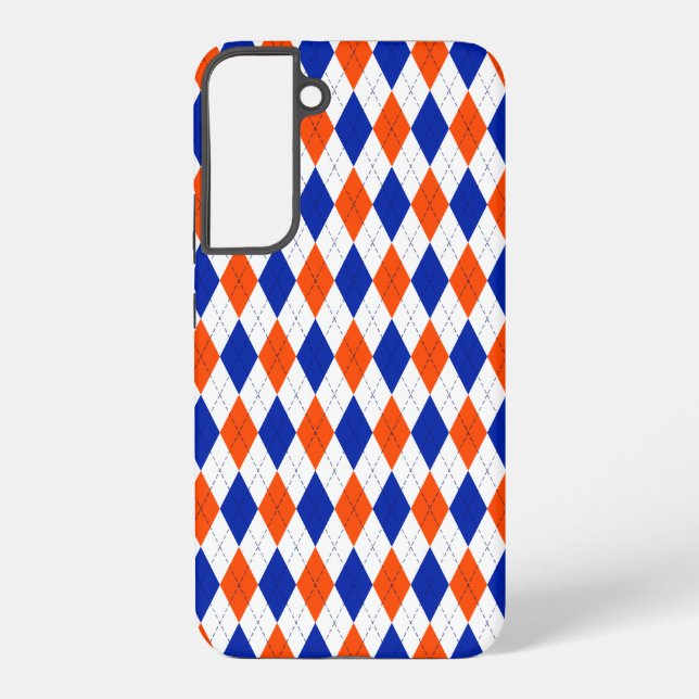 Coque Samsung Galaxy Jacquard orange et bleu diamant (Verso)