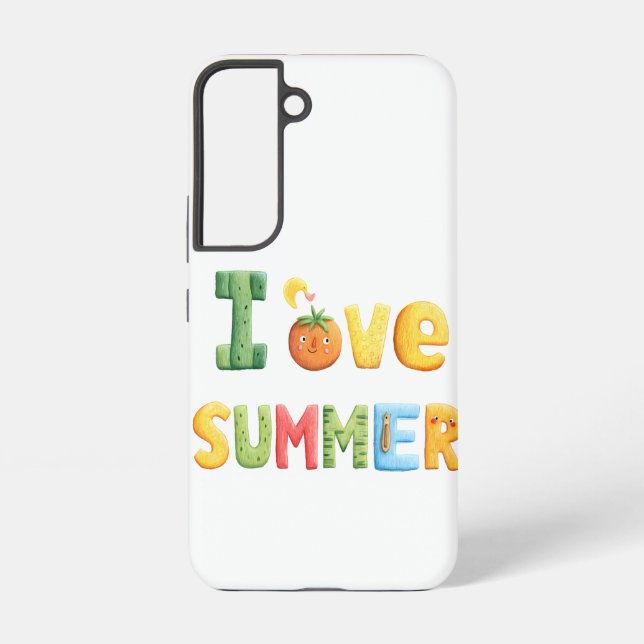 Coque Samsung Galaxy J'adore le texte d'été (Verso)