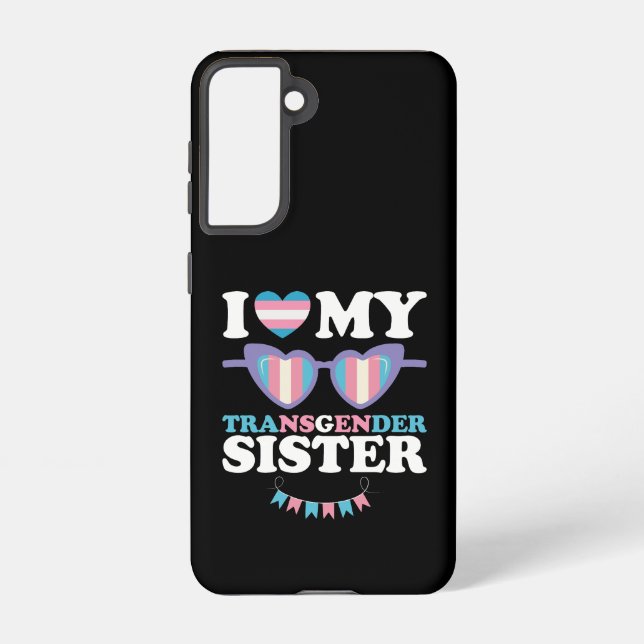 Coque Samsung Galaxy J'aime ma soeur transgenre Famille Trans LGBTQ (Verso)