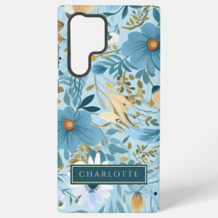 Coque Samsung Galaxy Jardin de fleurs sauvages sarcelle 