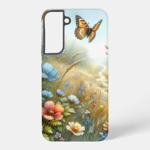 Coque Samsung Galaxy Jardin de papillons de la prairie fleurie