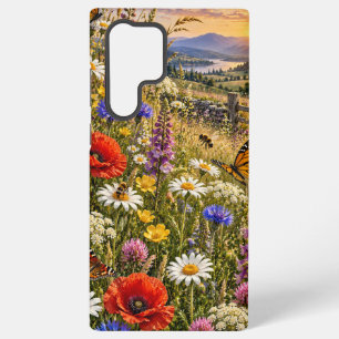 Coque Samsung Galaxy Jardin de papillons de prairie fleurie
