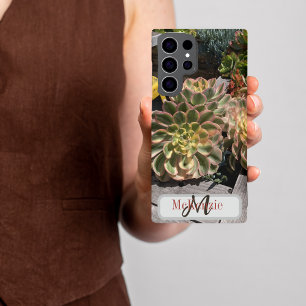 Coque Samsung Galaxy Jardin de plantes grasses à monogramme personnalis