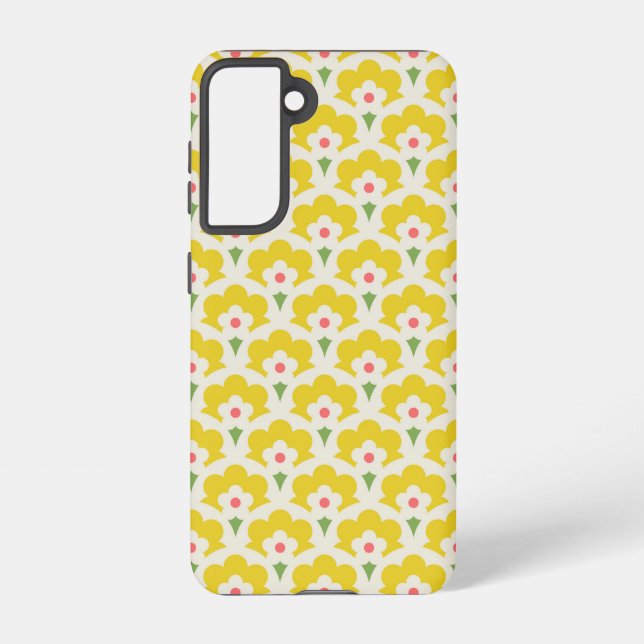 Coque Samsung Galaxy Jardin Fleur Jaune Retro Motif (Verso)