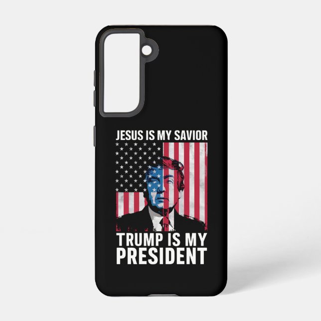 Coque Samsung Galaxy Jésus Est Mon Sauveur Trump Est Mon Président 2024 (Verso)