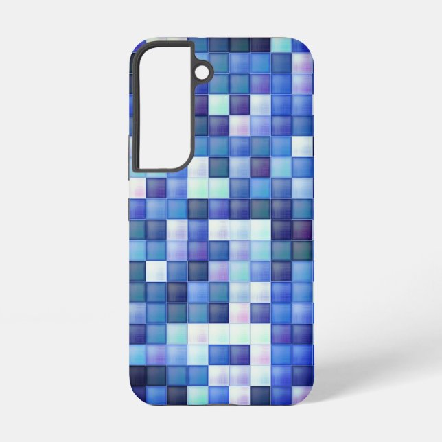 Coque Samsung Galaxy Jeu vidéo Pixels Carré bleu Motif (Verso)