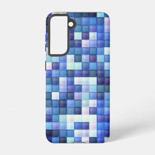 Coque Samsung Galaxy Jeu vidéo Pixels Carré bleu Motif