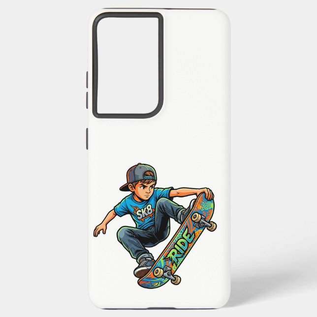 Coque Samsung Galaxy Jeune garçon faisant du skateboard (Verso)