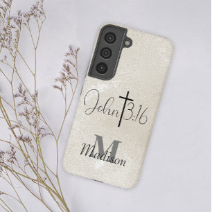 Coque Samsung Galaxy John 3:16 Pearl Arrière - plan Monogramme Ajouter