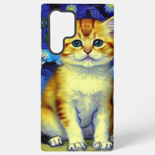 Coque Samsung Galaxy Joli Chat Mignon Nuit Étoilée Van Gogh