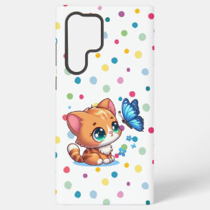 Coque Samsung Galaxy Joli chaton/chat et papillon