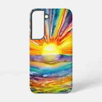 Joli coucher de soleil coloré sur l'eau