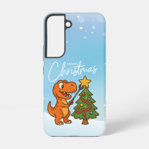 Coque Samsung Galaxy Joli dinosaure avec sapin de Noël