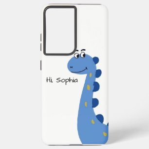 Coque Samsung Galaxy Joli Dinosaure Bleu - Nom personnalisé Sophia