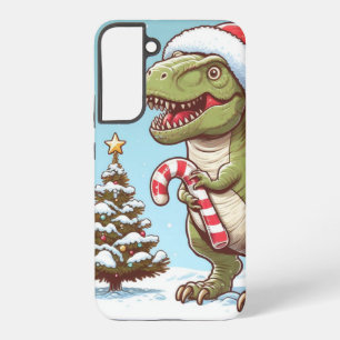 Coque Samsung Galaxy Joli dinosaure en canne de bonbon de Noël