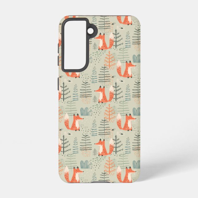 Coque Samsung Galaxy Joli Doodle Fox Forest Motif de bois (Verso)