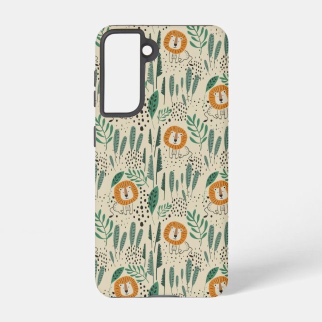 Coque Samsung Galaxy Joli Doodle Lion Jungle Rainforest Motif (Verso)