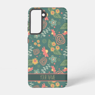 Coque Samsung Galaxy Joli motif floral Personnaliser le nom Fun