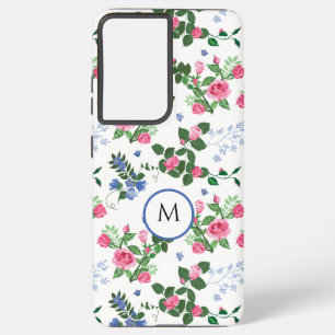 Coque Samsung Galaxy Joli Rose Jardin Floral Monogramme