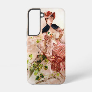 Coque Samsung Galaxy Jolie dame vintage en robe rose