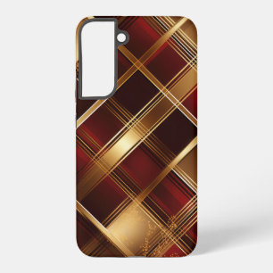 COQUE SAMSUNG GALAXY JOLIE OR & ROUGE VACANCES MODERNE MOTIF PLAID