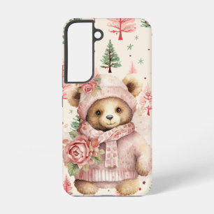 COQUE SAMSUNG GALAXY JOLIE VACANCES HIVER ROSE TEDDY BEAR