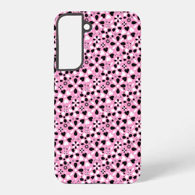 Coque Samsung Galaxy Jolies fleurs noires blanches (Verso)