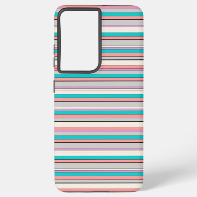 Coque Samsung Galaxy Jolies rayures grises aqua (Verso)