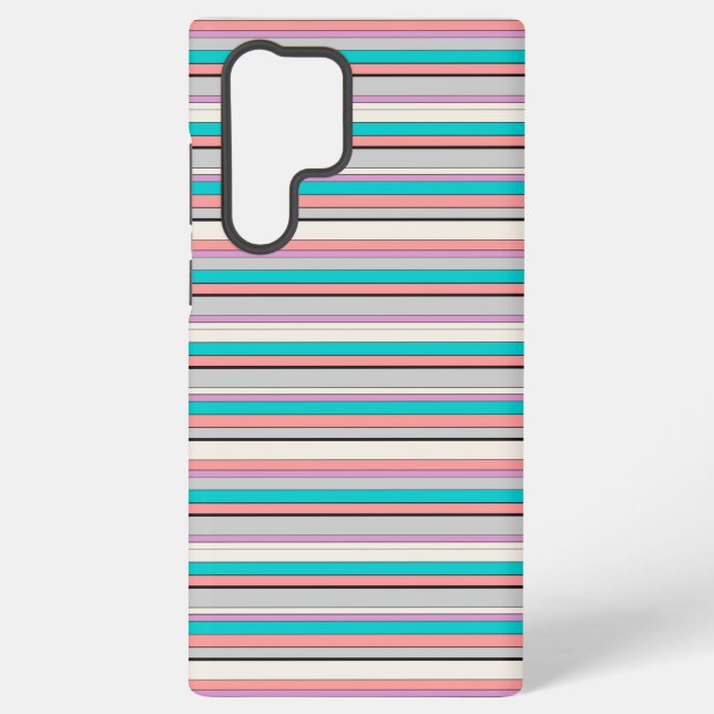 Coque Samsung Galaxy Jolies rayures grises aqua (Verso)
