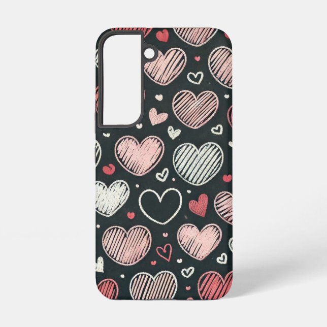 Coque Samsung Galaxy Jolis cœurs de craie pour la Saint-Valentin (Verso)