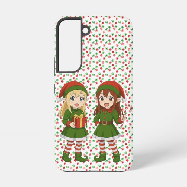 Coque Samsung Galaxy Jolis elfes de Noël d'anime (Verso)