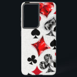 Coque Samsung Galaxy Joueur de poker Joueur de cartes de jouer costumes<br><div class="desc">Gris,  arrière - plan texturé avec des symboles de cartes à jouer polygonaux. Symboles de jeu de cartes,  coeur,  diamant,  pique et club.</div>