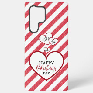 Coque Samsung Galaxy Joyeuse Saint-Valentin Cœurs Rouges Rayures de Cra