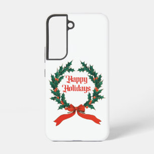 Coque Samsung Galaxy Joyeuses vacances Vintage Holly Noël Wreath
