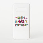 Coque Samsung Galaxy S10 Joyeux 4e anniversaire. 4 ans b-jour.<br><div class="desc">Joyeux 4e anniversaire. Funny and cute Birthday design with lovely teddy bear holding a venft and a funny pencil writing the birthday wishes. Un match parfait pour clothing,  shirts et accessoires.</div>
