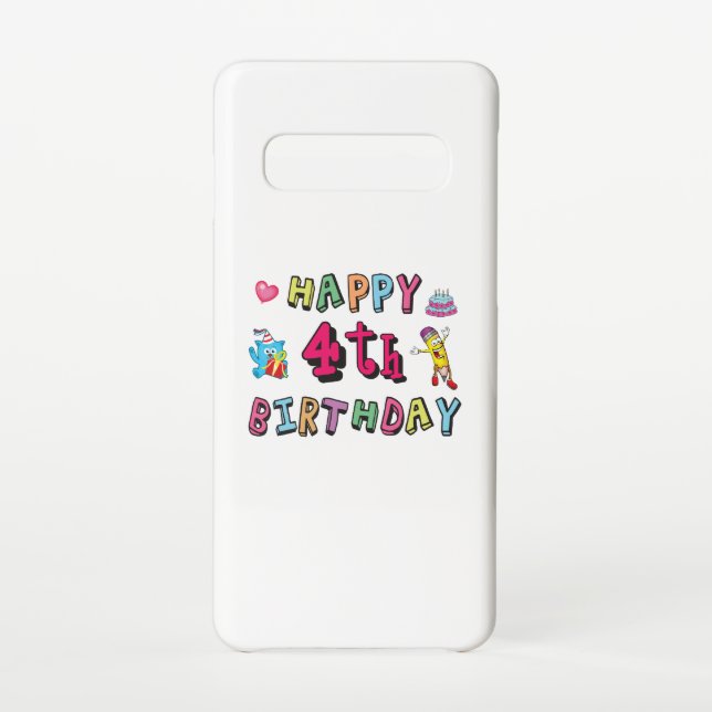 Coque Samsung Galaxy Joyeux 4e anniversaire. 4 ans b-jour. (Dos)