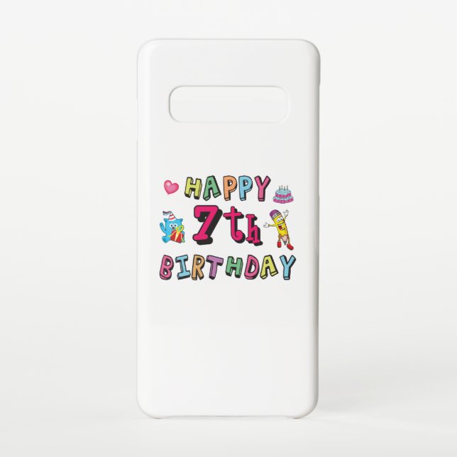 Coque Samsung Galaxy Joyeux 7ème anniversaire. 7 ans. (Dos)