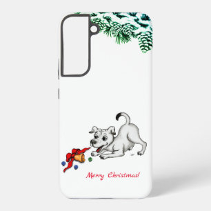 Coque Samsung Galaxy Joyeux Noël ! Chiot avec Bell et Ball