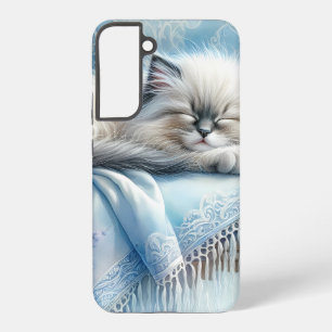 Coque Samsung Galaxy Kitten Endormi Cottagecore Rêve Bleu