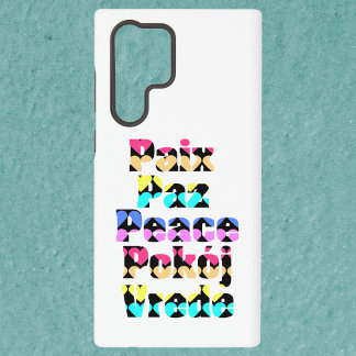Coque Samsung Galaxy La paix dans les langues étrangères Coeurs lumineu