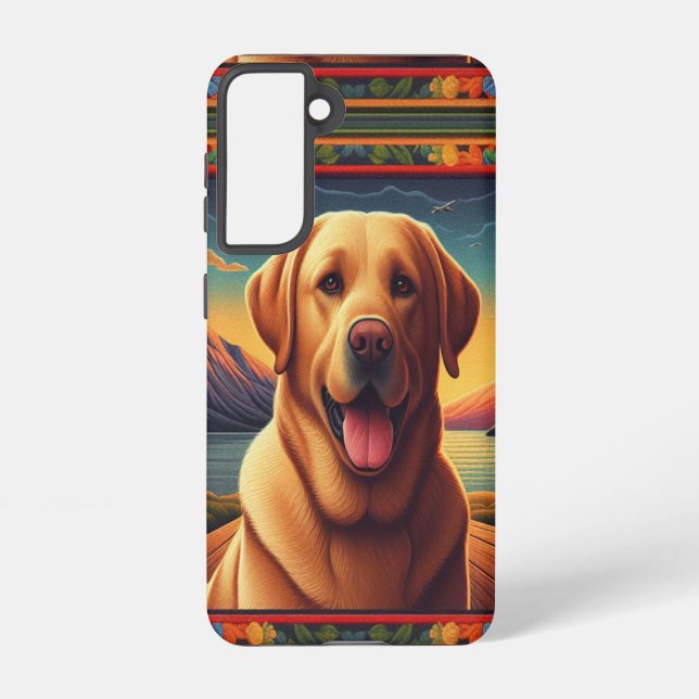 Coque Samsung Galaxy Labrador Retriever Dog Landcape Floral décoratif (Verso)