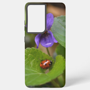 Coque Samsung Galaxy Ladybug sur les fleurs de violet doux