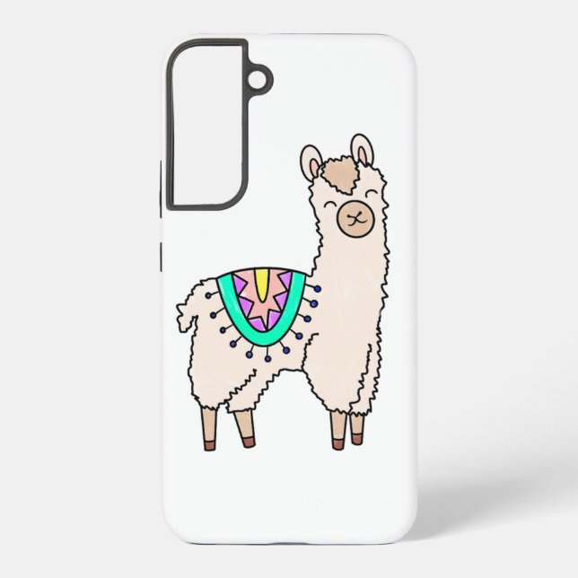 Coque Samsung Galaxy lama alpaga de dessin animé souriant et heureux (Verso)