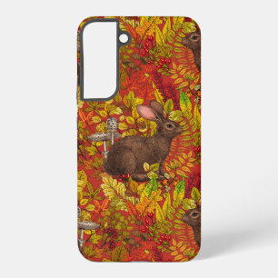 Coque Samsung Galaxy Lapin d'automne sur fond rouge