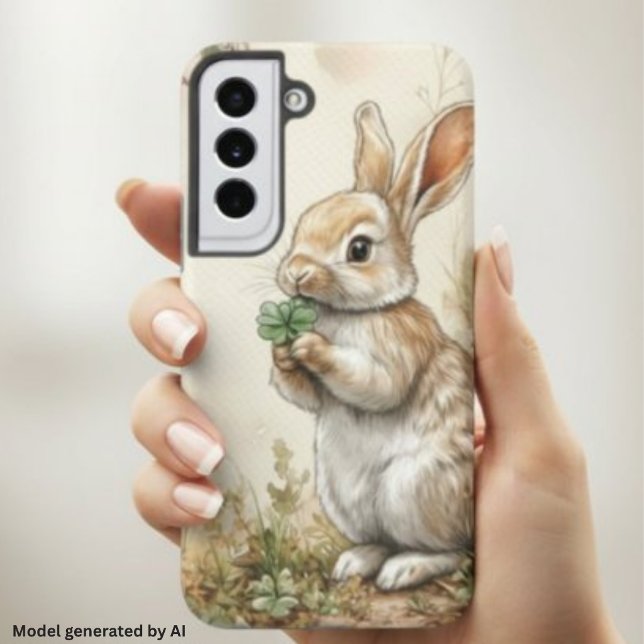 Coque Samsung Galaxy Lapin de bois à l'aquarelle Nature (Créateur téléchargé)