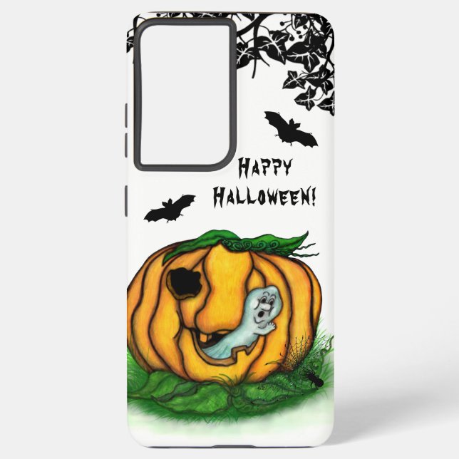 Coque Samsung Galaxy Le fantôme d'Halloween, chauve-souris, fantôme et  (Verso)