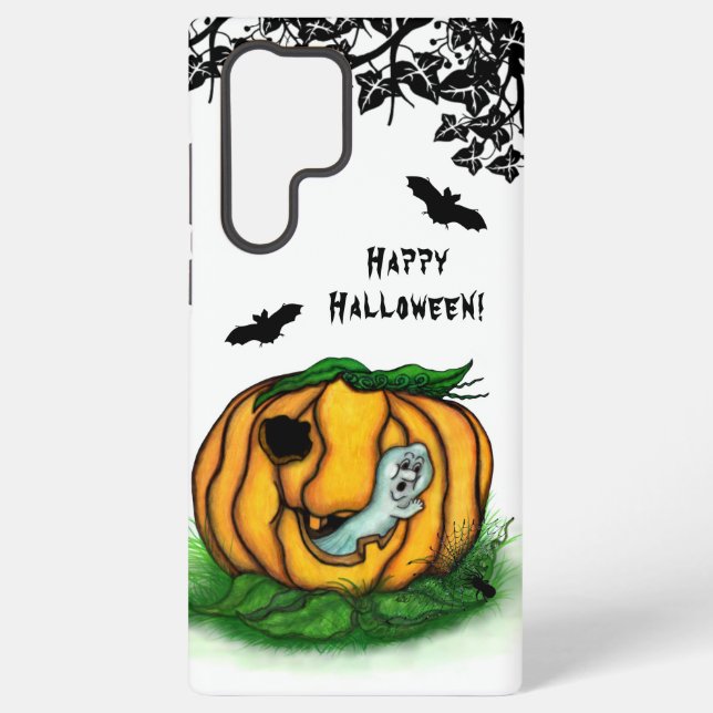 Coque Samsung Galaxy Le fantôme d'Halloween, chauve-souris, fantôme et  (Verso)