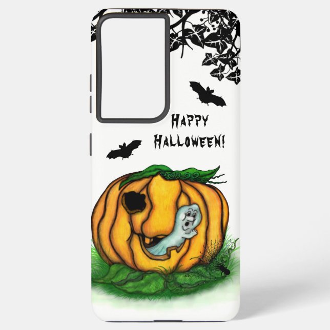 Coque Samsung Galaxy Le fantôme d'Halloween, chauve-souris, fantôme et  (Verso)